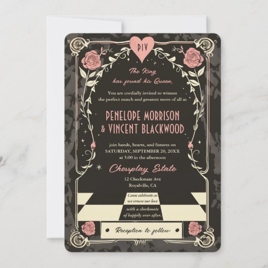 Royal Chess Wedding Uitnodiging (Voorkant)