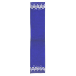 Royal Chic Blue Lace Personalized Table Runner Korte Tafelloper