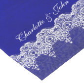 Royal Chic Blue Lace Personalized Table Runner Korte Tafelloper (Hoek)