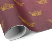 Royal Chic Golden Red Velvet Crown Princess Cadeaupapier (Rol Hoek)