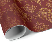 Royal Chic Golden Red Velvet Damask Red Carpet Cadeaupapier (Rol Hoek)