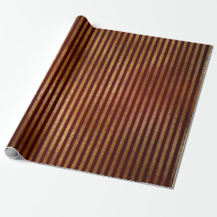 Royal Chic Golden Red Velvet Stripes Cadeaupapier
