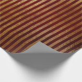 Royal Chic Golden Red Velvet Stripes Cadeaupapier (Hoek)