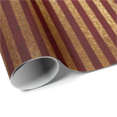 Royal Chic Golden Red Velvet Stripes Cadeaupapier (Rol Hoek)