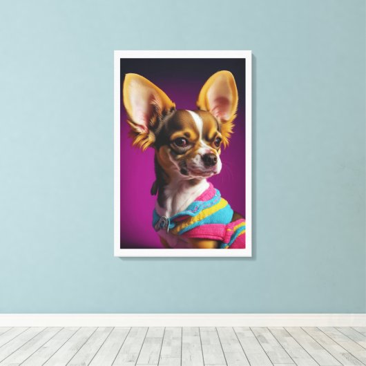 Royal Chihuahua hond Canvas Afdruk (Insitu (Houten vloer))