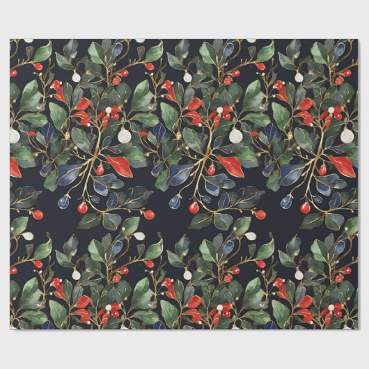 Royal Christmas mistletoe naadloos patroon BIG Cadeaupapier (Vlak)