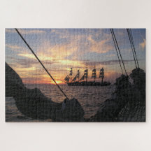 Royal Clipper Afgetekend Tegen De Zonsondergang