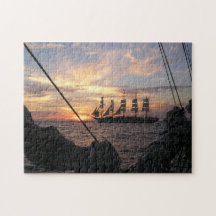 Royal Clipper Afgetekend Tegen De Zonsondergang