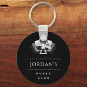 Royal Club Poker Night Casino Black & White Name Sleutelhanger (Voorkant)