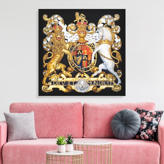 Royal Coat of Arms, Verenigd Koninkrijk. Canvas Afdruk (Insitu (Woonkamer))