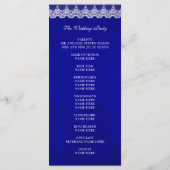 Royal Cobalt Blue White Lace Wedding Programme Programmakaart (Achterkant)