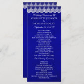 Royal Cobalt Blue White Lace Wedding Programme Programmakaart (Voorkant / Achterkant)