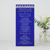 Royal Cobalt Blue White Lace Wedding Programme Programmakaart (Staand voorkant)