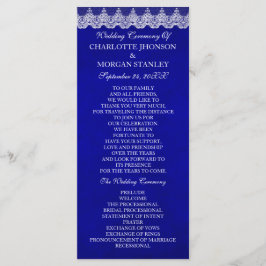 Royal Cobalt Blue White Lace Wedding Programme Programmakaart