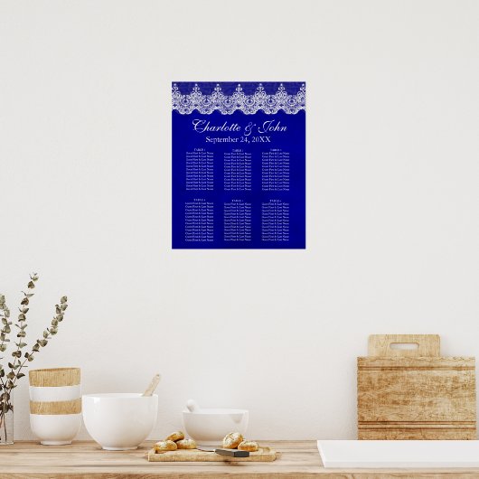 Royal Cobalt Lace Seating Chart Poste Poster (Keuken)