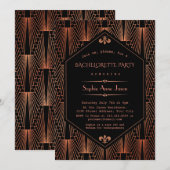 Royal Copper Black Great Gatsby Bachelorette Party Kaart (Voorkant / Achterkant)