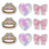 Royal Coquette Sticker Sheet | Gold Tiara & Pink  (Voorkant)