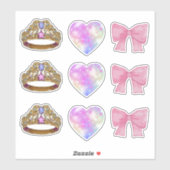 Royal Coquette Sticker Sheet | Gold Tiara & Pink  (Vel)