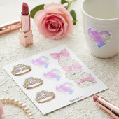 Royal Coquette Sticker Sheet | Gold Tiara & Pink 