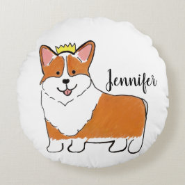 Royal corgi gepersonaliseerd rond kussen