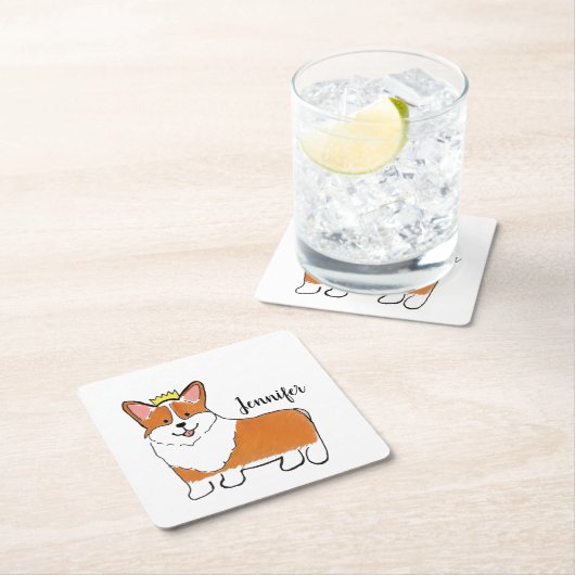 Royal corgi-hond gepersonaliseerd kartonnen onderzetters (Insitu)