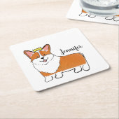 Royal corgi-hond gepersonaliseerd kartonnen onderzetters (Schuin)