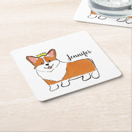 Royal corgi-hond gepersonaliseerd kartonnen onderzetters