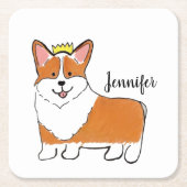 Royal corgi-hond gepersonaliseerd kartonnen onderzetters (Voorkant)
