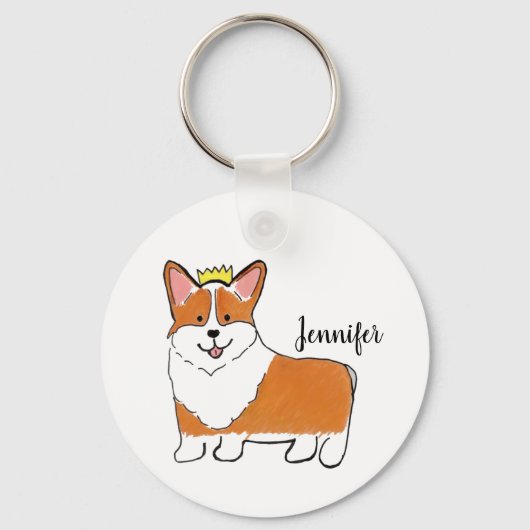 Royal corgi-hond gepersonaliseerd sleutelhanger (Voorkant)