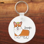 Royal corgi-hond gepersonaliseerd sleutelhanger (Voorkant)