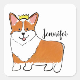 Royal corgi-hond gepersonaliseerd vierkante sticker