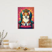 Royal Corgi met Crown – Grappige Pop Kunst Poster (Keuken)