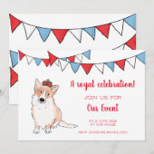 Royal corgi party-uitnodiging kaart (Voorkant / Achterkant)