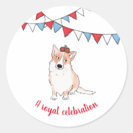 Royal corgi round sticker