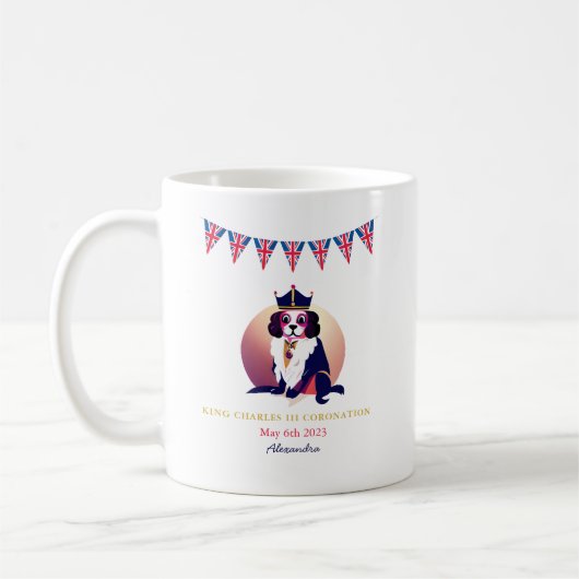 Royal Coronation King Charles Dog - Aangepaste tek Koffiemok (Links)