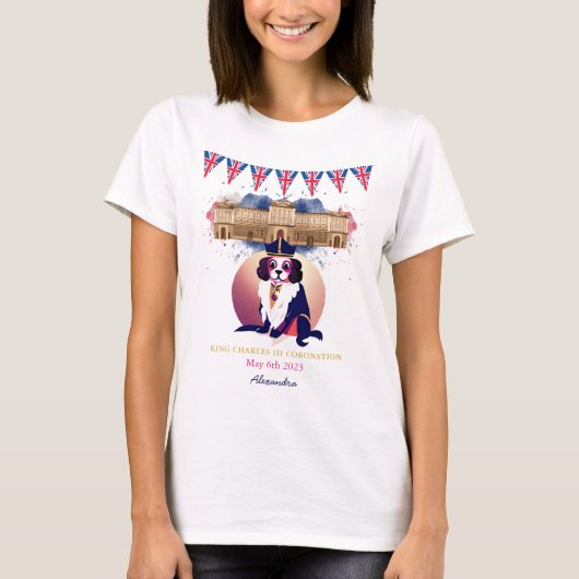 Royal Coronation King Charles Dog - Aangepaste tek T-shirt (Voorkant)