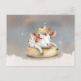 Royal Cow Dreaming on Cheese Throne                Briefkaart