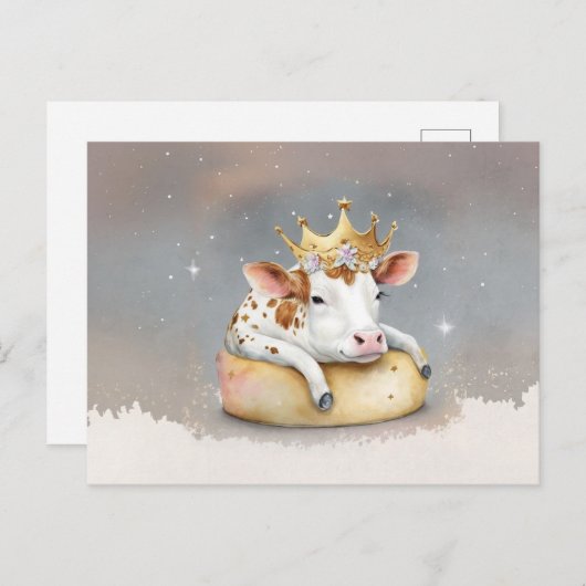 Royal Cow Dreaming on Cheese Throne                Briefkaart (Voorkant / Achterkant)
