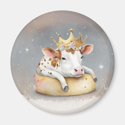 Royal Cow Dreaming on Cheese Throne Magneet (Voorkant)