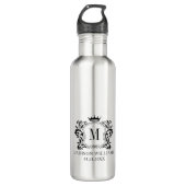 Royal Crest Crown Scrolls Monogram Waterfles (Voorkant)