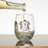 Royal Crest Crown Scrolls Monogram Wijnglas Zonder Voet
