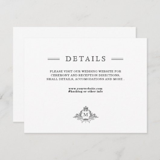 Royal Crest Elegant Wreath Monogram Behuizing Kaar (Voorkant / Achterkant)