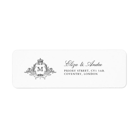 Royal Crest Elegant Wreath Monogram Retouradres Etiket (Voorkant)