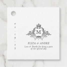 Royal Crest Elegante krans Monogram bruiloft Bedankjes Labels