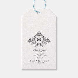 Royal Crest Elegante krans Monogram bruiloft Cadeaulabel