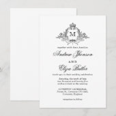 Royal Crest Elegante krans Monogram bruiloft Kaart (Voorkant / Achterkant)