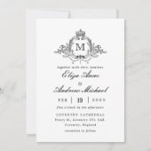 Royal Crest Elegante krans Monogram bruiloft Kaart (Voorkant)