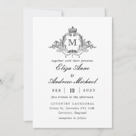Royal Crest Elegante krans Monogram bruiloft Kaart