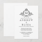 Royal Crest Elegante krans Monogram bruiloft Kaart (Voorkant / Achterkant)