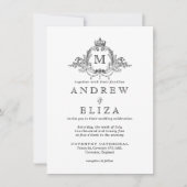 Royal Crest Elegante krans Monogram bruiloft Kaart (Voorkant)